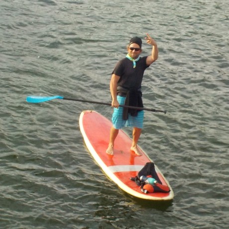 Dan Greely on paddle board